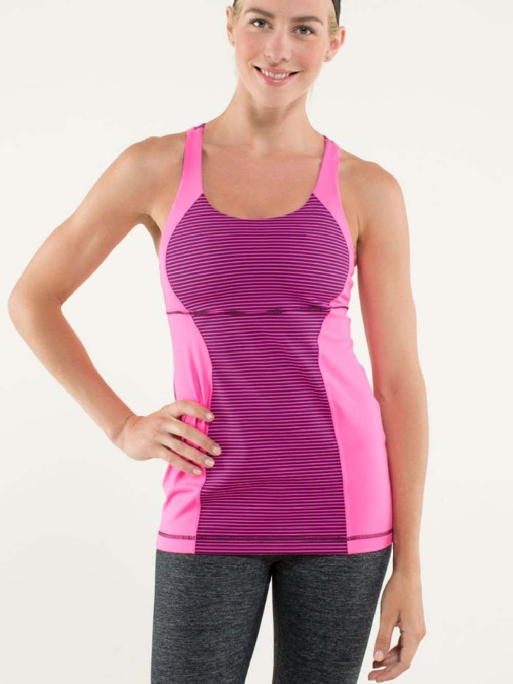 LULULEMON Energy Tank Hyper Stripe Raspberry Glo Light Raspberry Glo Light Plum